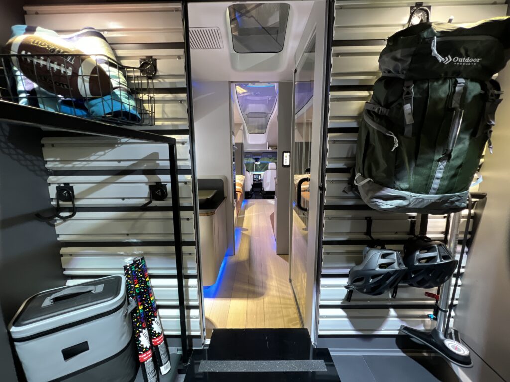 The "garage" of the Thor TVV Electric RV. 