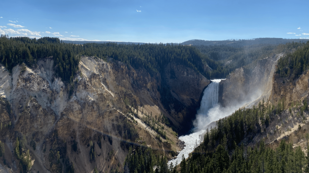 The Grand Canyon of the Yellowstone is near the center of the park.