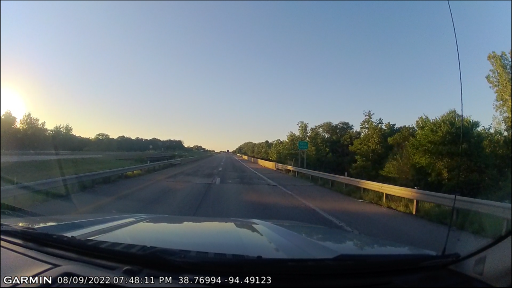 A screenshot of the dash cam view on the Garmin RVCam 795