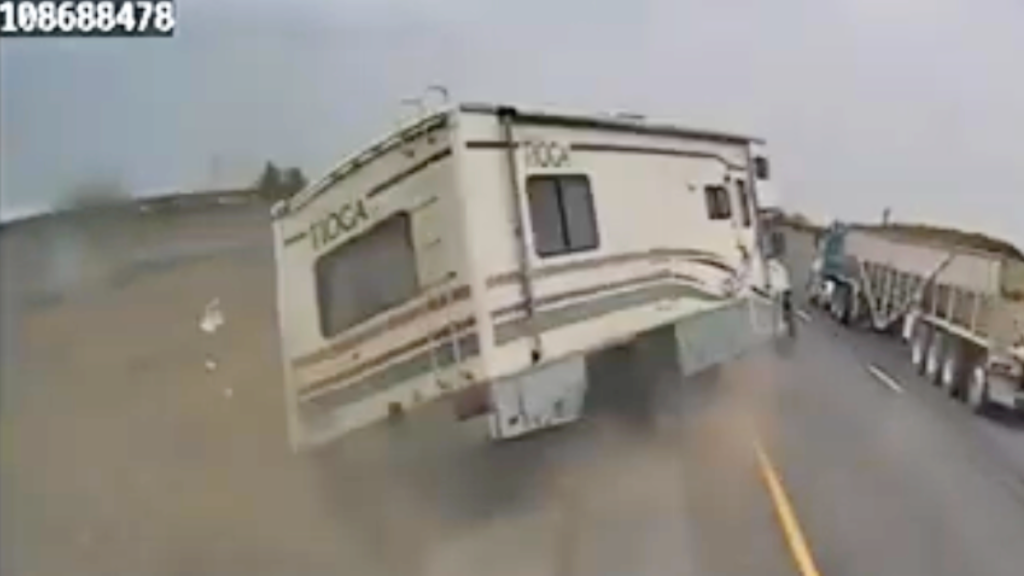 driver flips motorhome