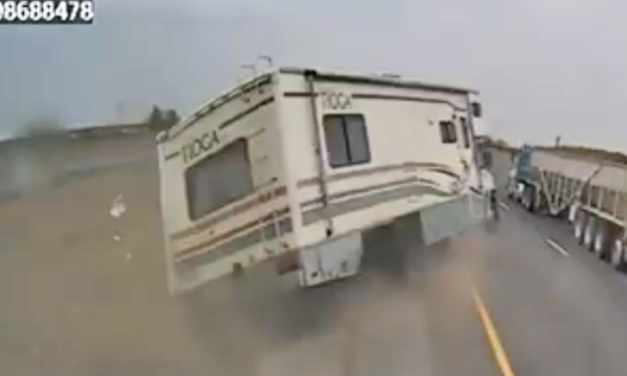 Wild Dashcam Video as Motorhome Flips on Highway
