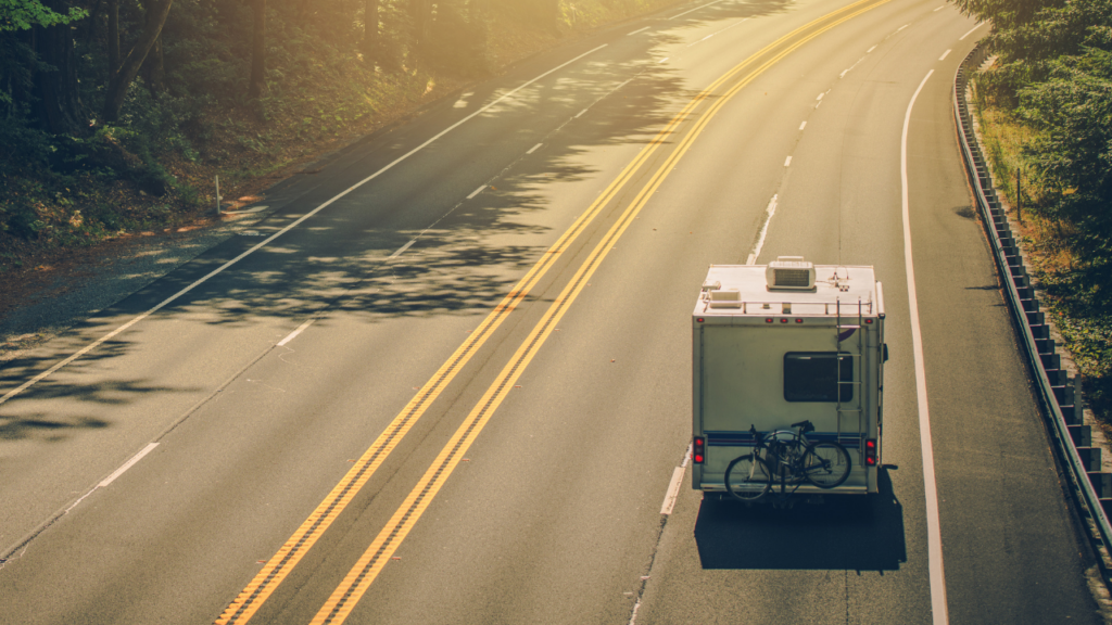 New RVs lined up on a dealership lot during a sharp February sales slowdown